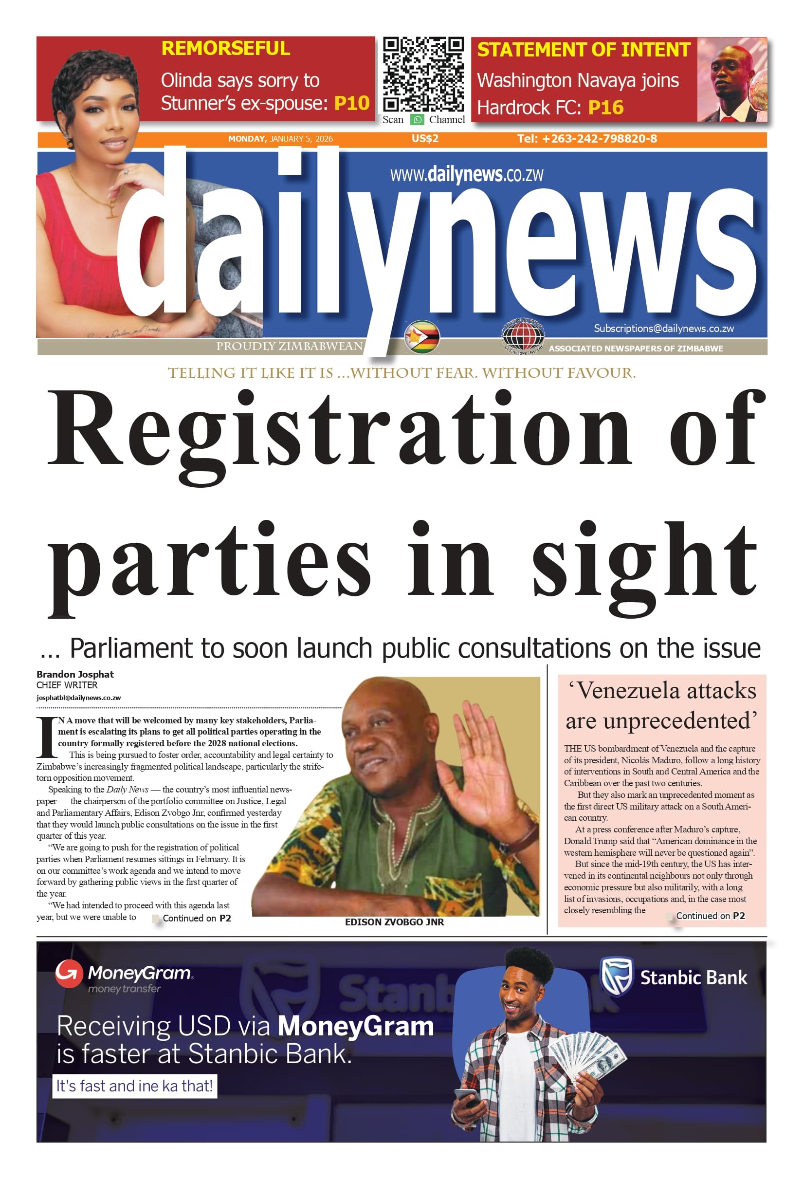 Monday 5 January 2026